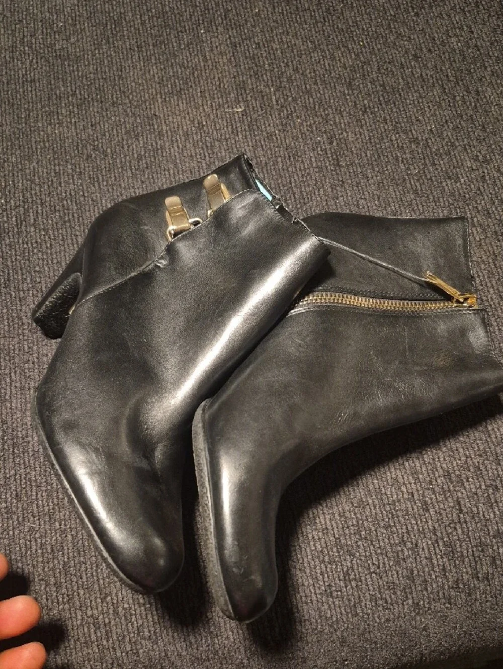 Sam Edelman Black Ankle Booties with Gold Buckle Detail